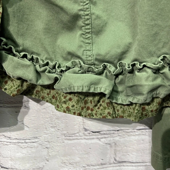 Pure Energy Olive Green Ruffled Crop Jacket with Peekaboo Floral Fabric - size 2 - Picture 8 of 15